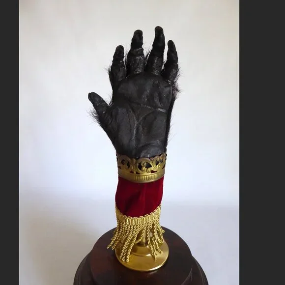 16” REAL TAXIDERMY “CURSED” MONKEY PAW HAND IN GLASS DOME DISPLAY BASE ODDITY - Picture 12 of 15